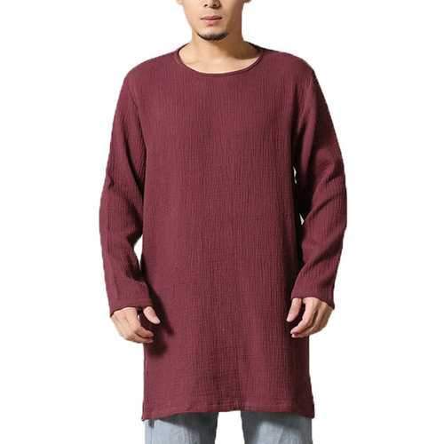 Cotton Linen Loose Casual Extended T Shirts