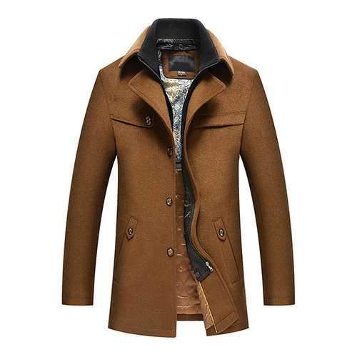Mens Dual Collar Wool Coat