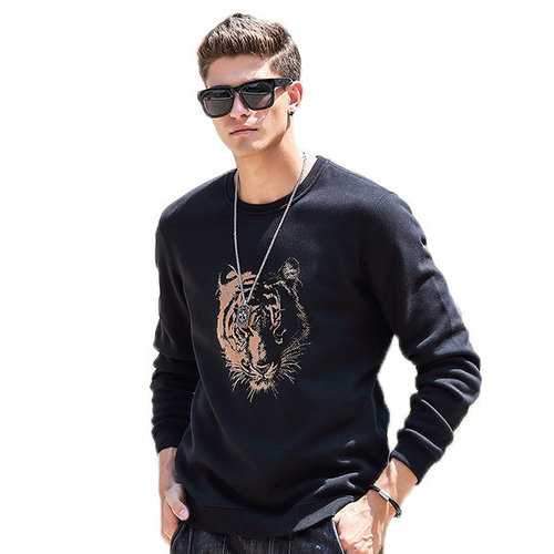 Tiger Printed 100%Cotton Fleece Sweatshirt