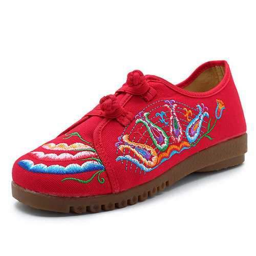 Chinese Button Embroidery Flat Shoes