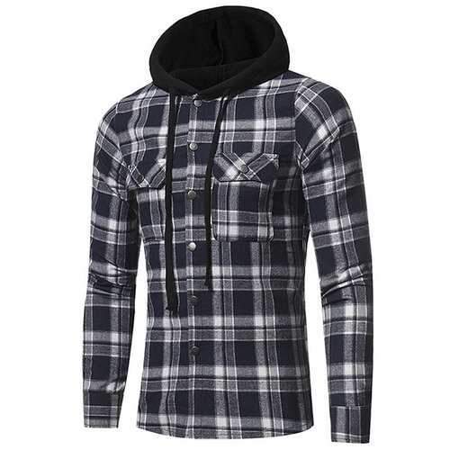 Mens Plaid Printing Hoodies