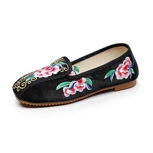 Floral Embroidery Vintage Loafers
