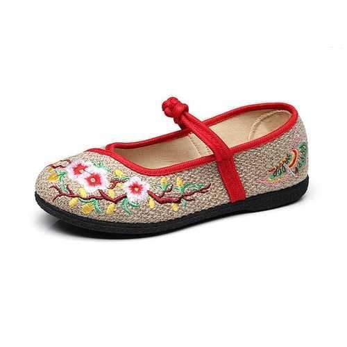 Floral Print Retro Flat Loafers