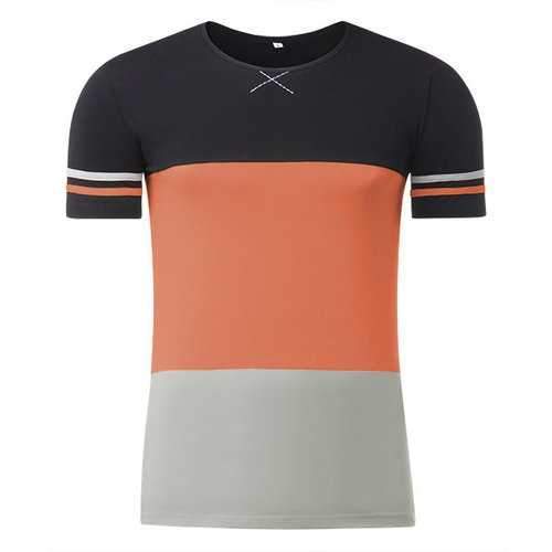 Stitching Color Casual Cotton T Shirt