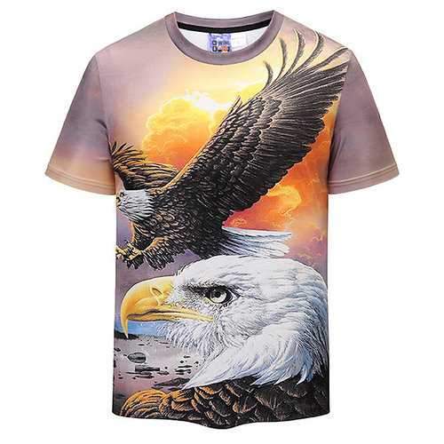 Unique 3D Eagle Printed Casual T-shirt