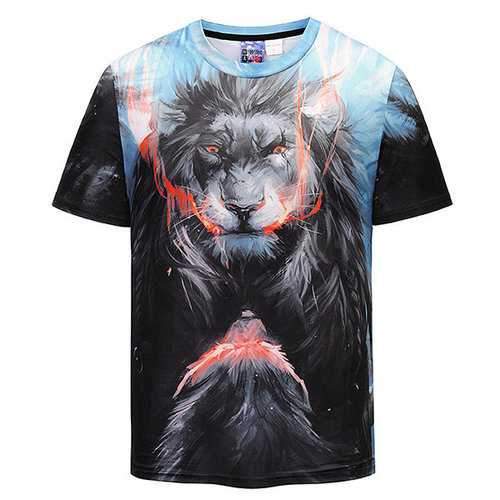 Unique 3D Lion Printed Casual T-shirt