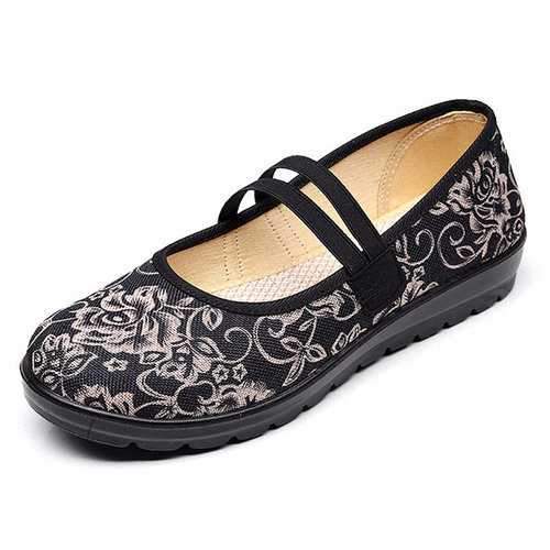 Elastic Band Printing Flat Shoes