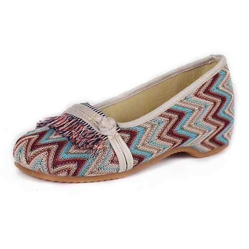 Colorful Stripe Chinese Knot Loafers