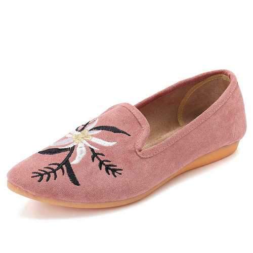 Almond Toe Embroidered Lazy Loafers