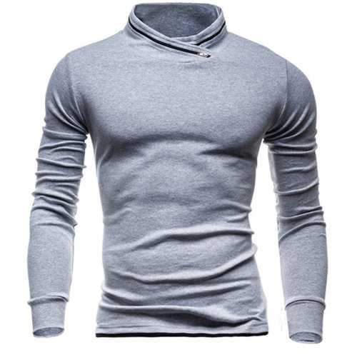 Stylish Zipper Stand Collar Casual T Shirts