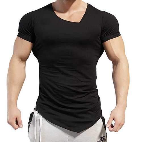 Breathable Irregular Hem Casual T Shirt