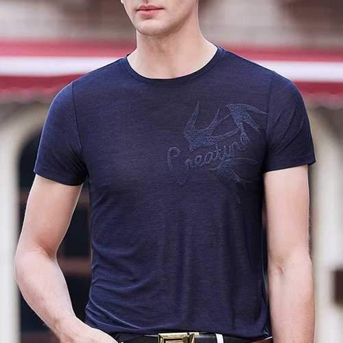 Mens Summer Swallow Jacquard Cotton T Shirts