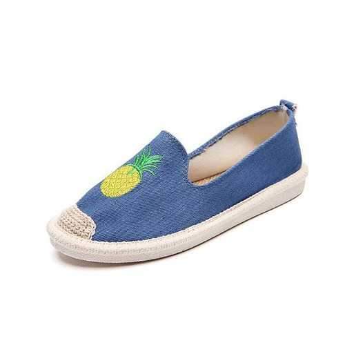 Pattern Canvas Slip On Flats