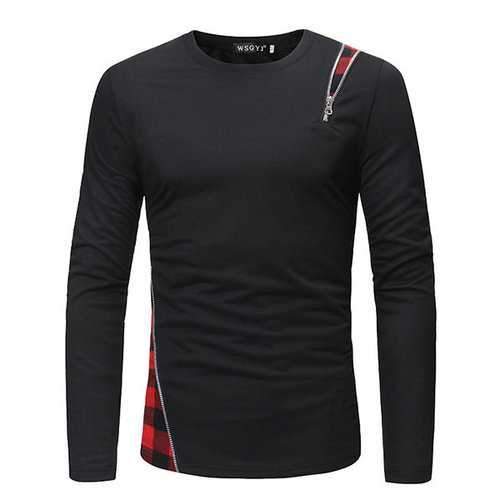 Patchwork Zipper Decoration Casual T shirts