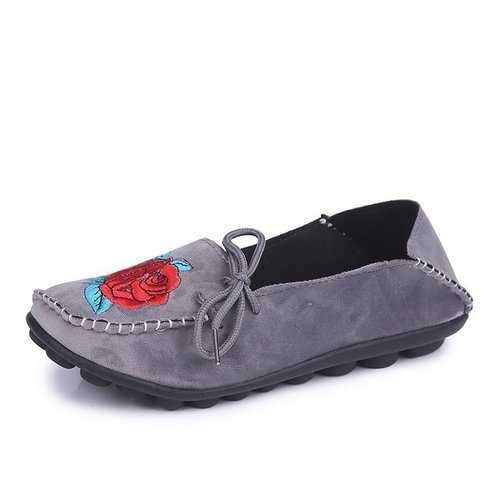 Embroidered Comfortable Flat Loafers