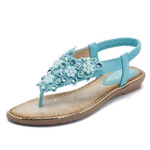 Large Size Pearl Flower Sandals