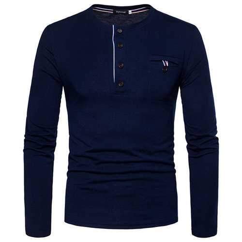 Mens Buttons Design Casual T Shirt