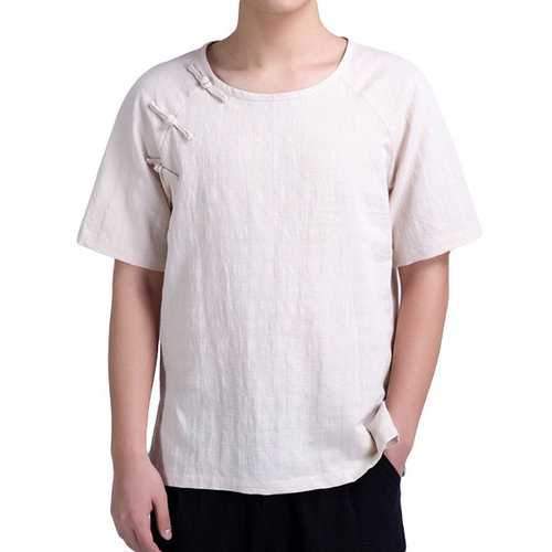 Chinese Style Cotton Linen Casual T Shirts