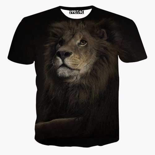 3D Lion Printed Casual T Shirt