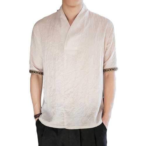 Chinese Style Cotton Linen T Shirts