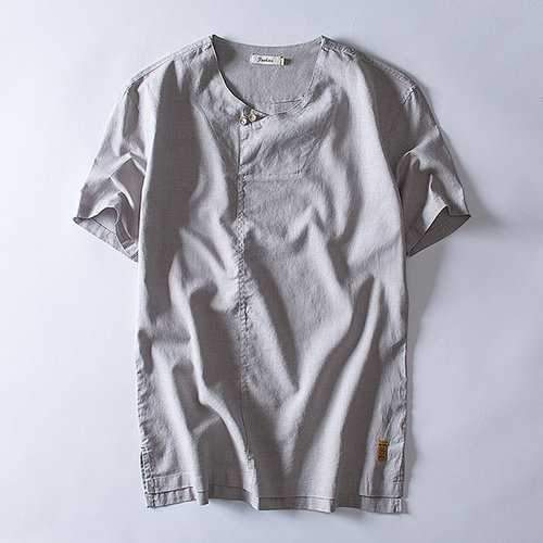Mens Brief Vintage Summer Linen T Shirt