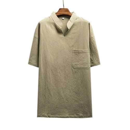 Chinese Style Brief Cotton Linen T Shirt