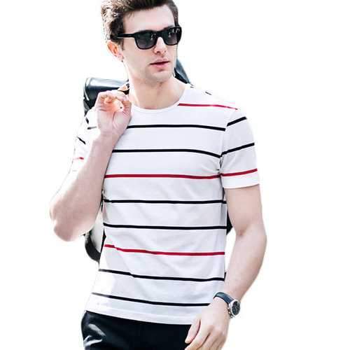 Striped Printed Casual Cotton T Shirt