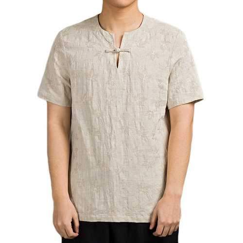 Vintage Chinese Style Cotton Linen T Shirt