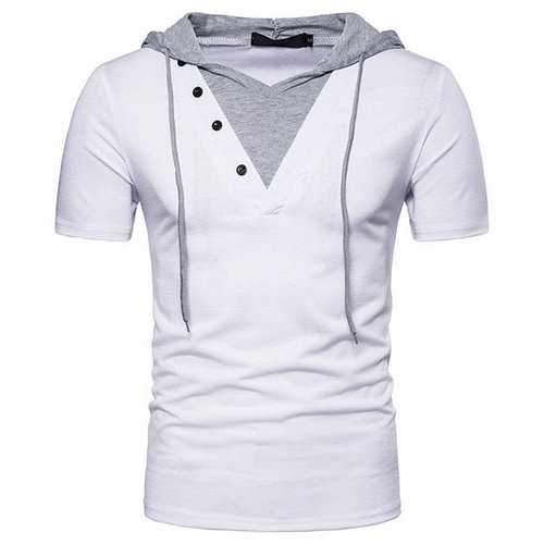 Fake Two Pieces Casual Hooded T Shirts