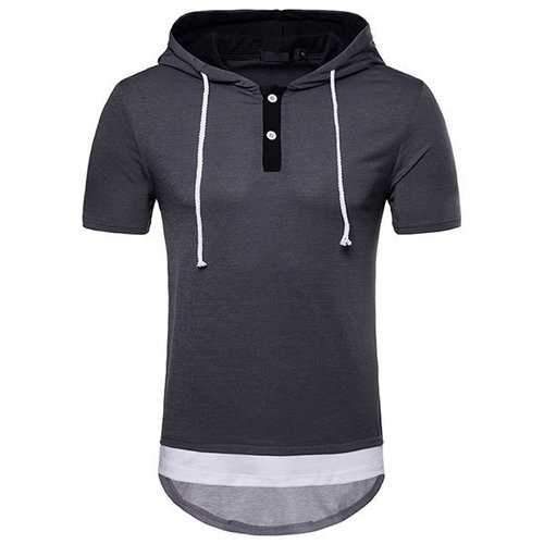 Mens Hooded Irregular Hem T Shirts