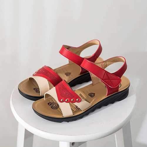 Splicing Hook Loop Flat Casual Sandals