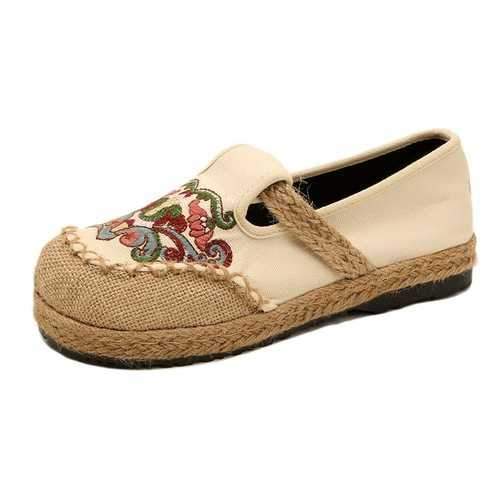 Embroidery Pattern Retro Flat Shoes