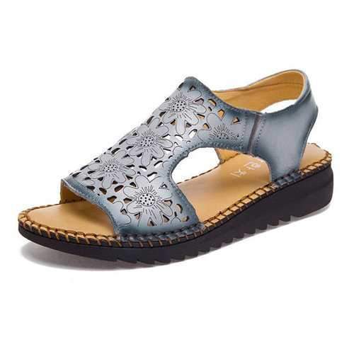 Hollow Out Cow Leather Sandals