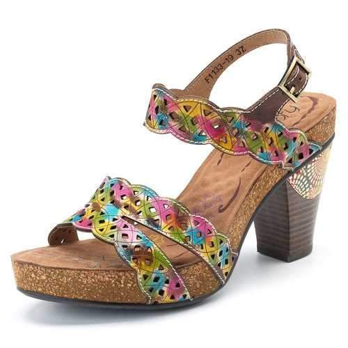 SOCOFY Bohemian Buckle Genuine Leather Sandals