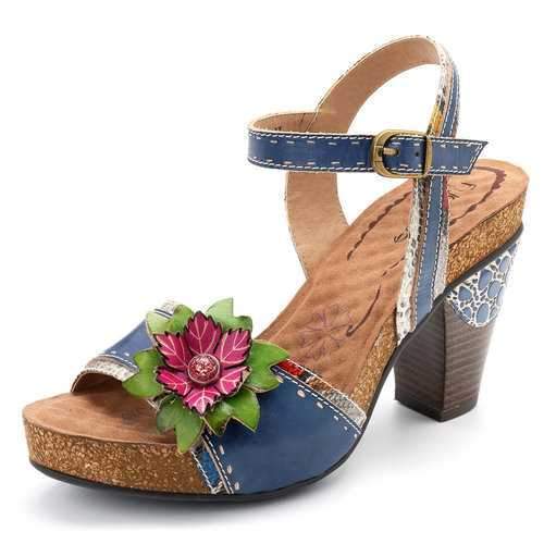 SOCOFY Bohemian Bucke Leather Sandals