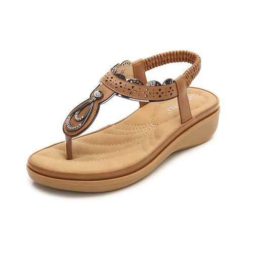 Metal Hollow Slip On Sandals