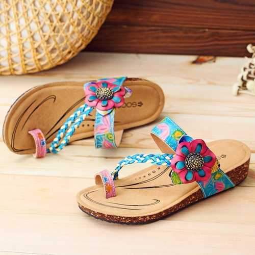 SOCOFY Bohemian Adjustable Leather Sandals