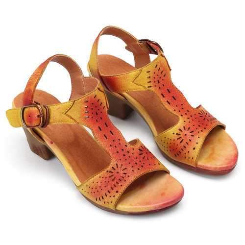 SOCOFY Handmade Color Leather Sandals