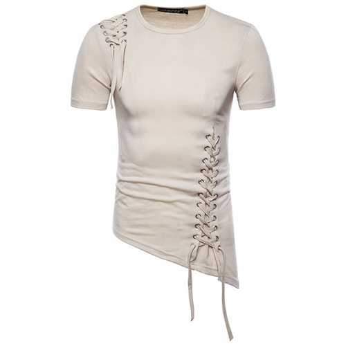 Braided Rope Design Irregular Hem T Shirts