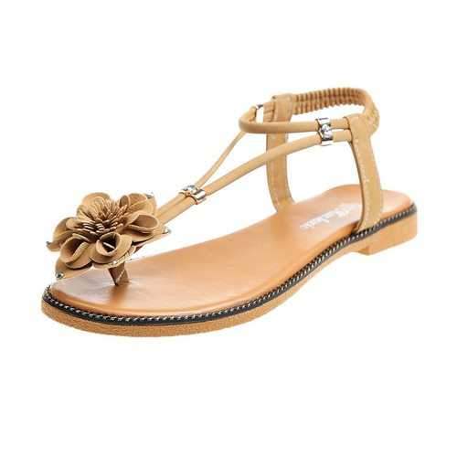 Elastic Flower Beaded Flat Sandals