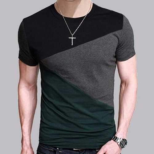 Breathable Patchwork Slim Casual T Shirts