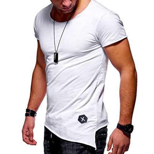 Oblique Hem Basic Casual Cotton T Shirts