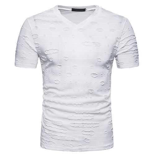 Holes Solid Color Summer Casual T Shirts