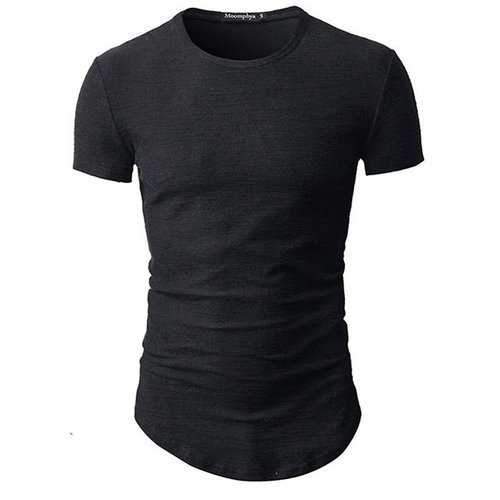Solid Color Irregular Hem Slim T Shirts
