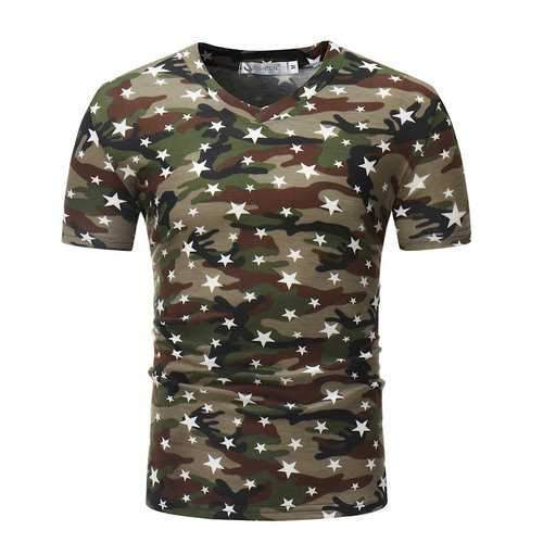 Camo Star Printed Slim Casual Cotton T Shirts