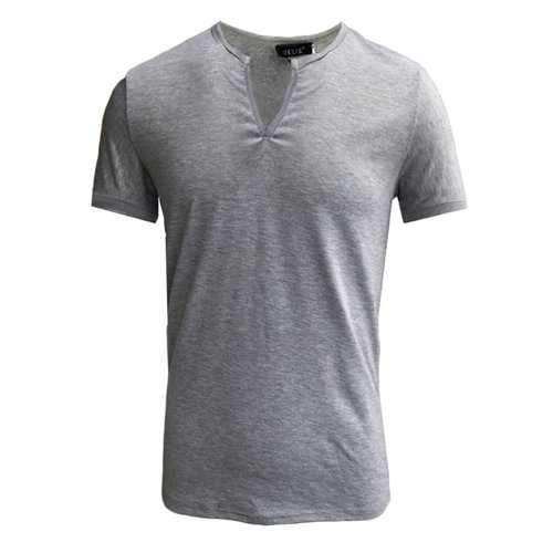 Brief Style Pure Color Casual T Shirt