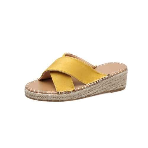 Straw Slip Resistant Platforms Sandals