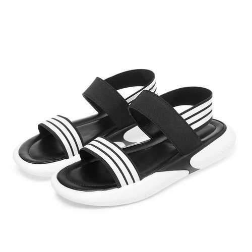 Stripe Elastic Peep Toe Sandals