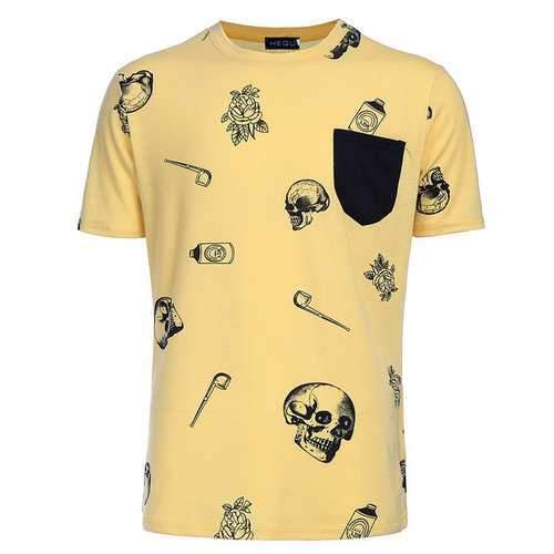 Funny Skull Printed Casual T Shirt