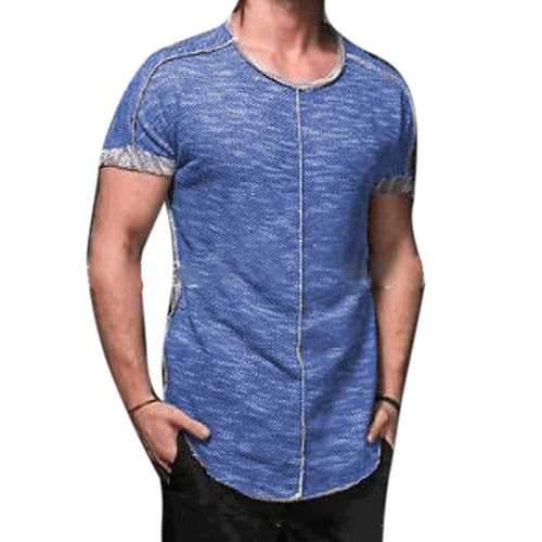 Solid Color Irregular Hem Casual T Shirts